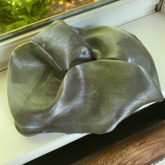 Anthropologie Chiffon Grey Shimmer Large Scrunchie - Picture 2 of 3